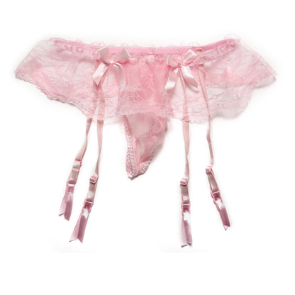 WINTOFW Lace Sissy Pouch Panties for Men Crossdressers Men's Lingerie Skirt G-String Underwear Briefs with Garters