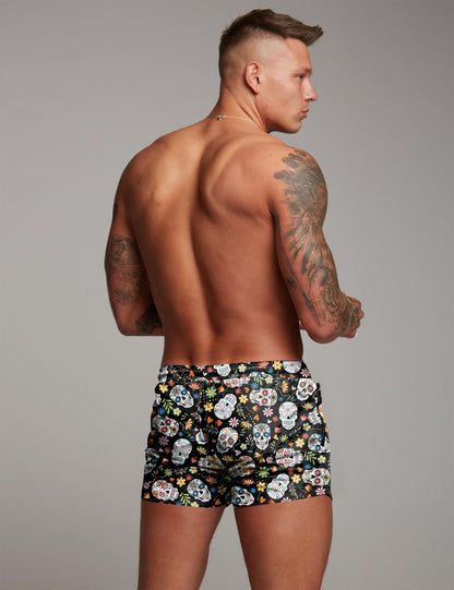 COOFANDY Men's Swim Trunk Quick Dry Swimwear Mesh Lining Bathing Suit Swimsuit Board Beach Sport Short Colorful Skull/L