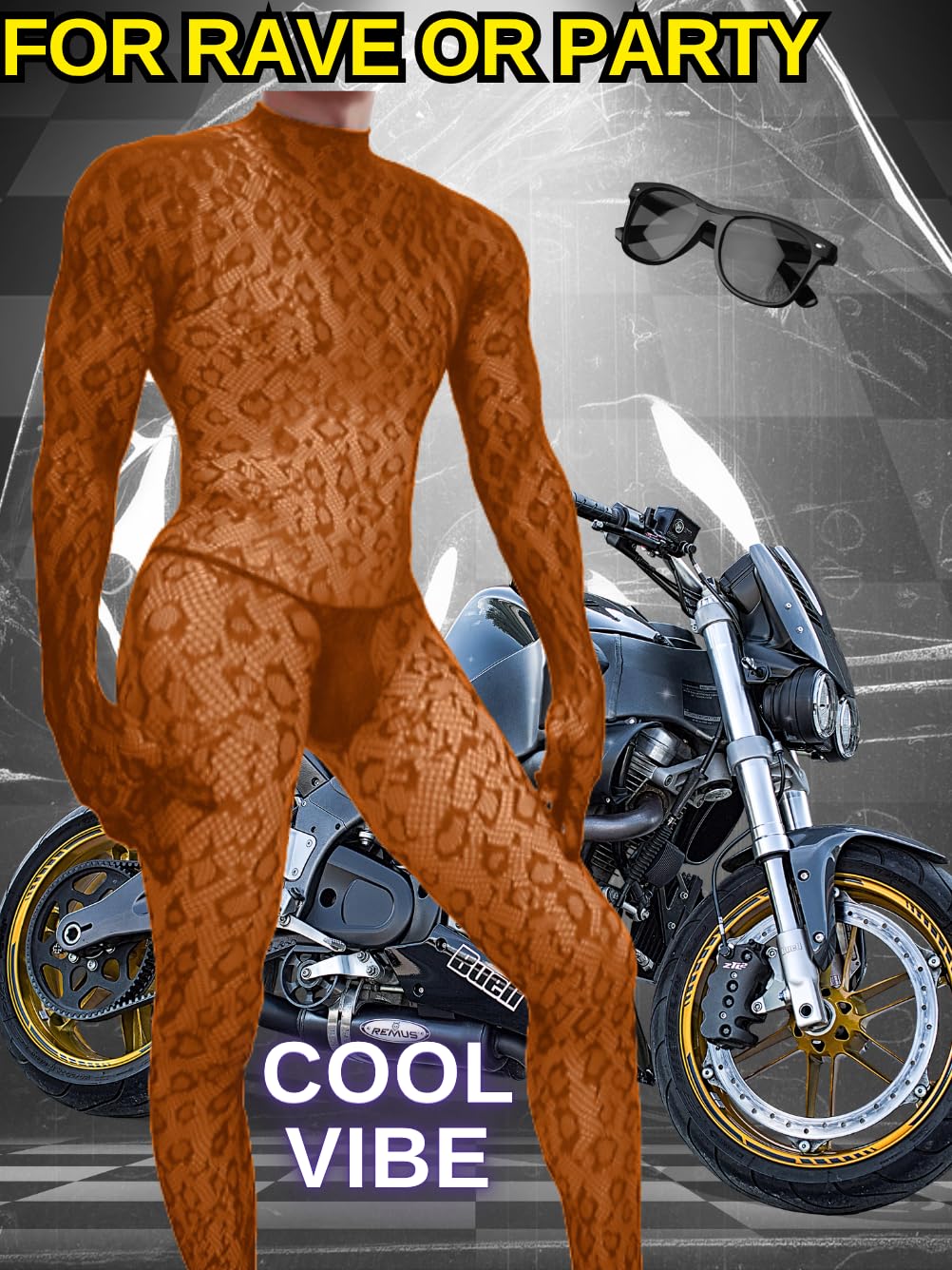 Rave Outfits For Men, Festival Party Clubwear, Leopard One Piece Full Lace Jumpsuit, Sexy Lingerie Costume Bodysuit One Size Brown