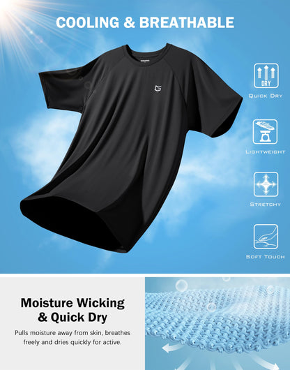 G Gradual Men's Athletic Workout T-Shirts Moisture Wicking Cooling Running Shirts Short Sleeve Performance Tee for Gym Tennis(Black,4XL)