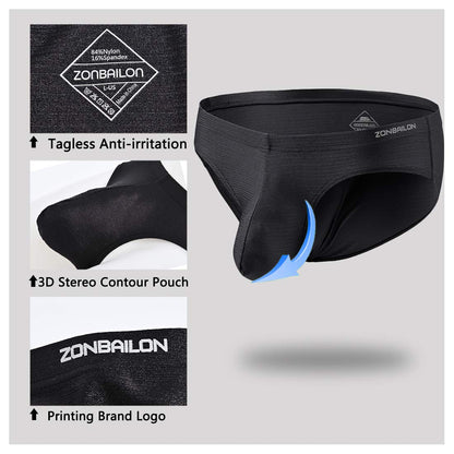 Mens Low Rise Underwear Briefs- Sexy Enhancing Big Pouch Ice Silk Bulge Pouch - Large Size