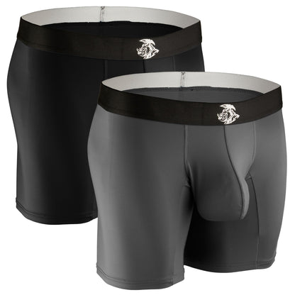 Real Men 7in Nylon Boxer Briefs B Pouch Xl 2pk Blk/Gry Breathable Mens Underwear With Bulge Pouch Enhancement Mens Tight Underwear Bulge