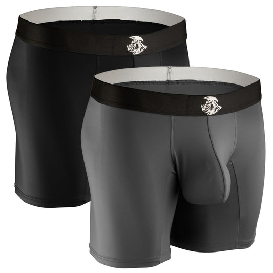 Real Men 7in Nylon Boxer Briefs B Pouch Xl 2pk Blk/Gry Breathable Mens Underwear With Bulge Pouch Enhancement Mens Tight Underwear Bulge