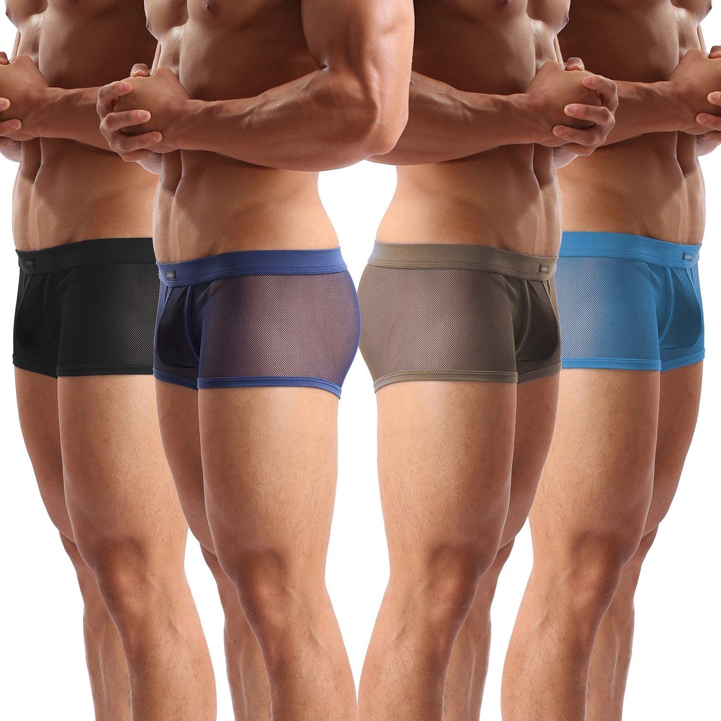 Evankin Men's Boxers Sexy Underwear Mesh Breathable Gay low rise Valentines boxer briefs(36Hei, XL)
