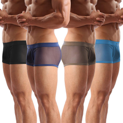 Evankin Men's Boxers Sexy Underwear Mesh Breathable Gay low rise Valentines boxer briefs(36Hei, XL)