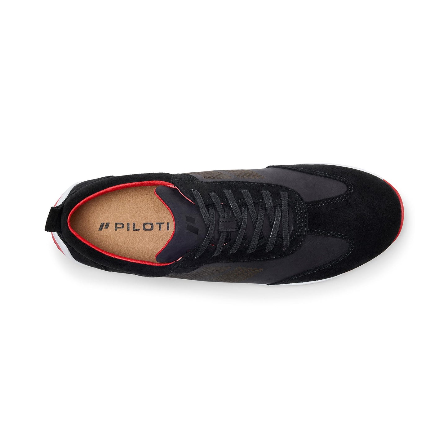 Piloti Icona Driving Shoes for Men, Italian Suede Performance Everyday Driving Sneakers for Men,Black/Red,10