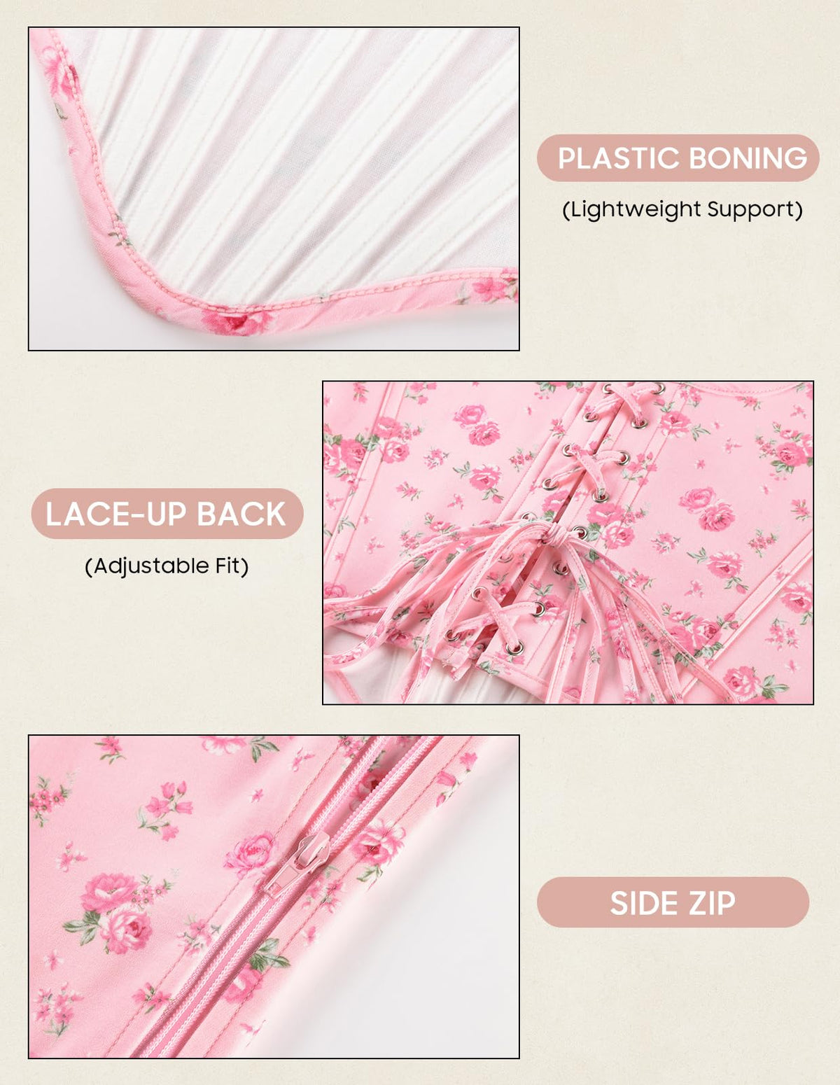 Sissy Floral Corset Bustier Pink 18