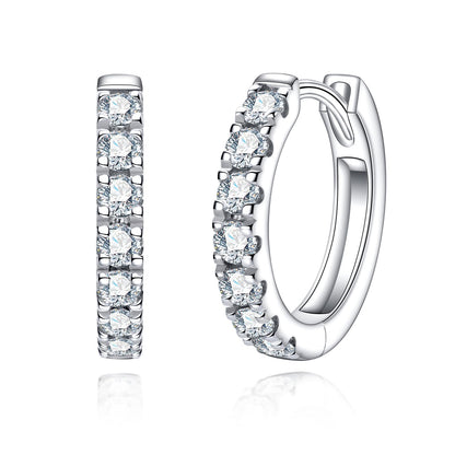 14K White Gold Hoop Earrings Moissanite Real Solid Gold Hypoallergenic Earring for Women Men Her Him 8mm inner diameter