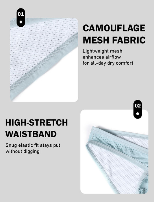 FEOYA Men's Bulge Bikini Briefs Breathable Bulge Pouch Low Rise Underwear See Through Mesh Micro Thong Underpants Green L