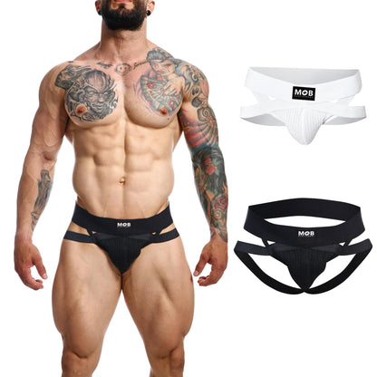 MALEBASICS Mens Jockstrap Athletic Supporter 3" Wide Band – Jock Strap Underwear for Men, Breathable Sport Fit Black L