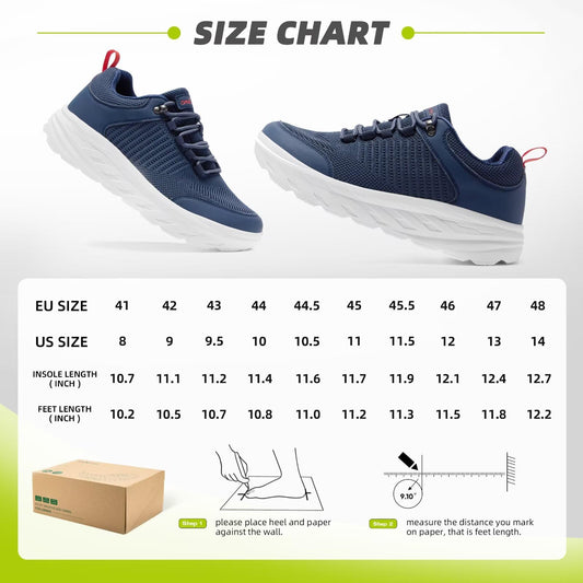 Men's Orthopedic Diabetic Wide Walking Shoes: Adjustable Fit Arch Support Ergonomic Lightweight Cycling Sneakers, Breathable Plantar Fasciitis Orthotic Foot Pain Relief Leisure Shoes Dark Blue Size 8