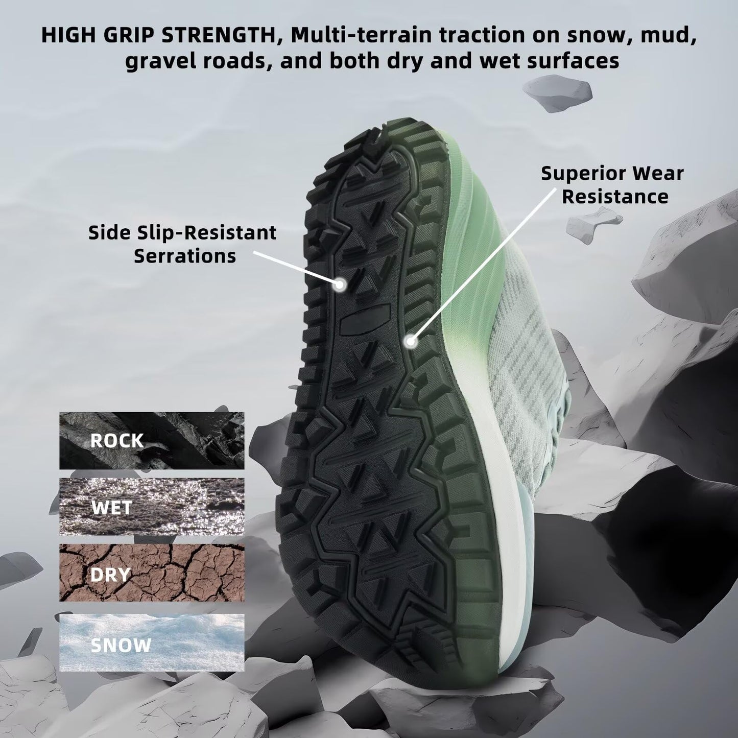 Men's Orthopedic Wide Comfortable Trail Sneaker: Casual Plantar Fasciitis Heel Spurs Arch Support Orthotic Neuropathy Pain Relief Trekking Shoes, Slip On Hammer Toes Leisure Walking Shoes Mint Size 12