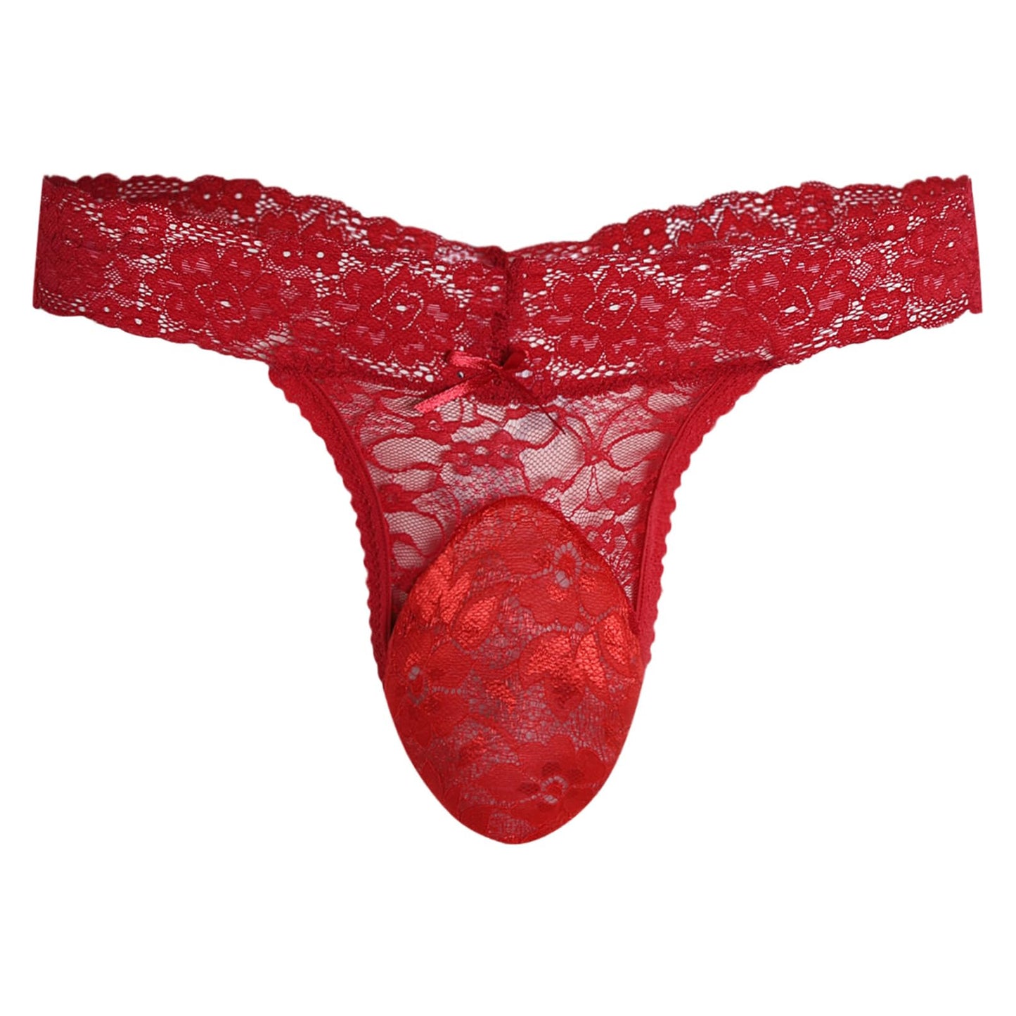 GNFVQLLE Lace Frilly Sissy Panties Femboy Mens Thong Sexy Underwear Male Lingerie Girly Clothes Feminine Outfit Red