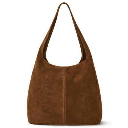 Italian Genuine Suede Hobo Handbag for Women, Large Slouchy (Mocha)
