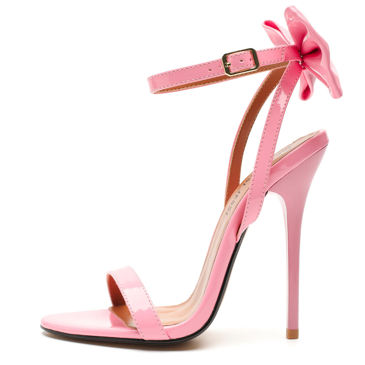 Men's Sissy Bow Stiletto Sandals, Ankle Strap Heels, Slingback 5.1 Inch High Heel Pink- Men Sizes