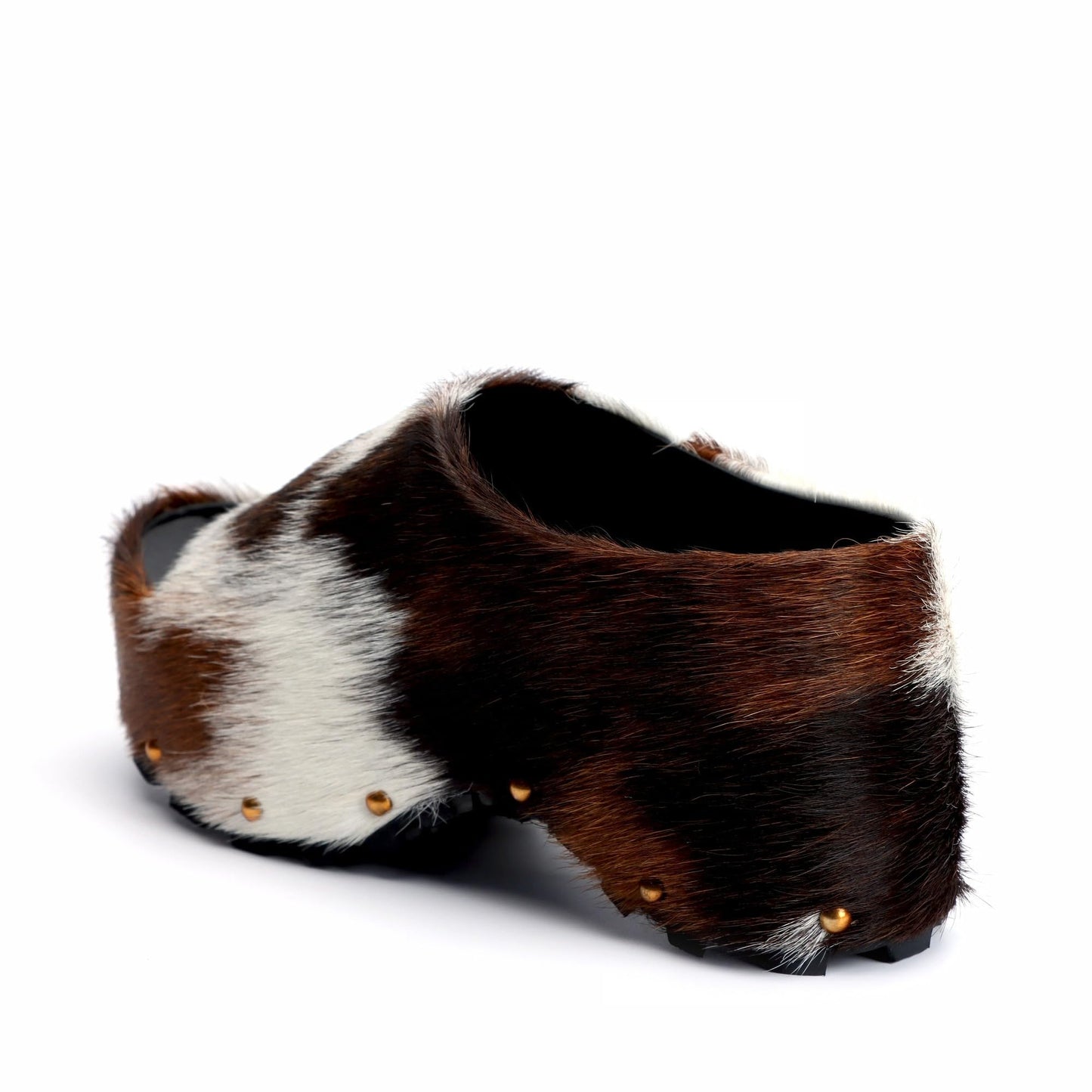 XOBZJH Long-Hair Calfskin Chunky Clog Slide for Women - Memory Foam Luxury Slip on Shoes Women's Mules & Platform Clogs,Designer Mules for Women 2025 Beige