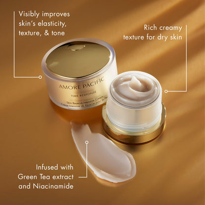 AMOREPACIFIC Time Response Skin Reserve Intensive Cream Korean Face Moisturizer with Niacinamide & Green Tea for Hydration and Fine Lines, 1.7 Fl Oz
