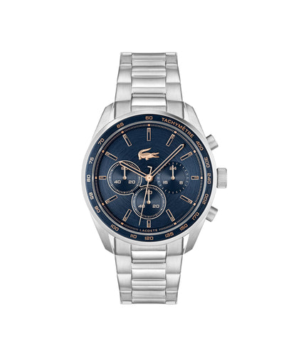 Lacoste Boston Men's Chronograph Watch - Classic Stainless Steel Bracelet- Tachymeter - Water Resistant up to 5ATM/50 Meters - Modern Design for Him - 42mm
