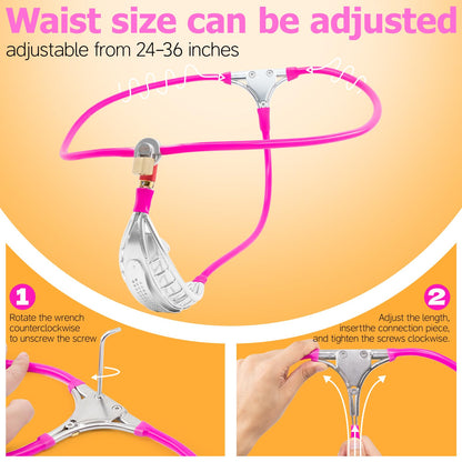 Male Chastity Belt, Adjustable Stainless Steel Waistband, Small, Pink