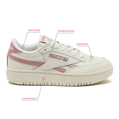 Reebok Women's Club C Double Revenge Platform Sneaker, Chalk/Smokey Rose, 9.5