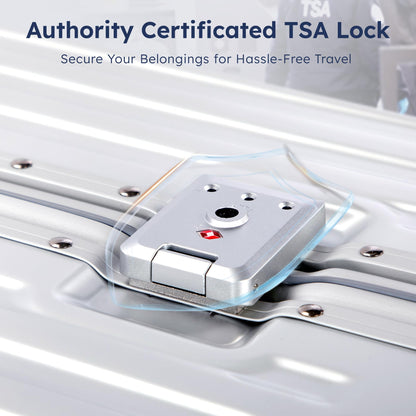 ALPHA CAMP Checked 28 Inch Luggage, Thickened Aluminum Frame Luggage with TSA Spinner Wheels, 3-Layer PC Hard Shell Zipperless Lightweight Travel Suitcase, TypeC USB Charging Port, Cup Holder