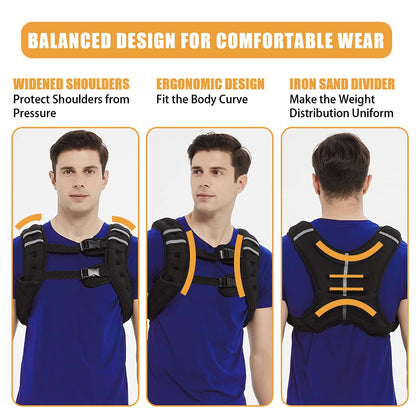BITLIFUN Weighted Vest for Men Workout，Strength Training Weight Vest for Men and Women, Workout Equipment for Training,Running,Jogging,etc - 8lbs,12lbs,16lbs,20lbs,25lbs (20LBS (9.1KG), Black)