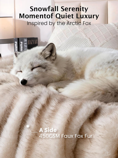 Bearhug Heated Blanket Queen Size, 84"x90" Dual Control Luxury Faux Fur Electric Blanket with 10 Heat Levels & 9H Auto Off, 450GSM Ultra Plush Shaggy Bed Warmer for Couples, ETL Certified, Gift Box