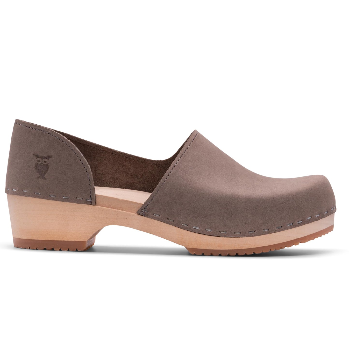 Sandgrens Handmade Swedish Wood Closed-Back Clogs for Women, US 11-11.5 | Brett Low Stone Nubuck LT, EU 42