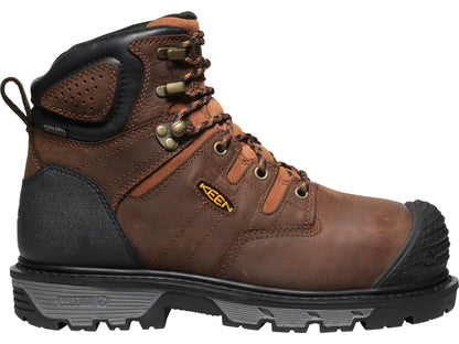 KEEN Utility Men's Camden 6" Composite Toe Waterproof Internal Metatarsal Guard Heavy Duty Work Boots, Leather Brown/Black, 8 EE