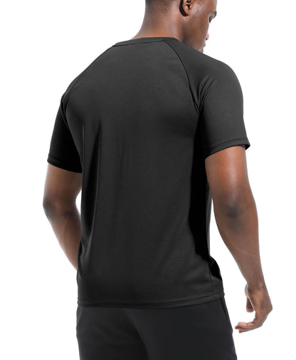 5 Pack Dry Fit Tshirts Shirt for Men, Quick Dry Crew Neck T Shirts, Athletic Running Workout Short Sleeve Tees Black-5P06-M