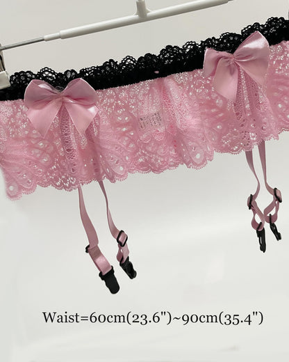 Mens Sissy Lingerie Outfits Lace Panties Underwear With 4 Garter Belt For Crossdressing (US, Alpha, One Size, Regular, Regular, Pink)
