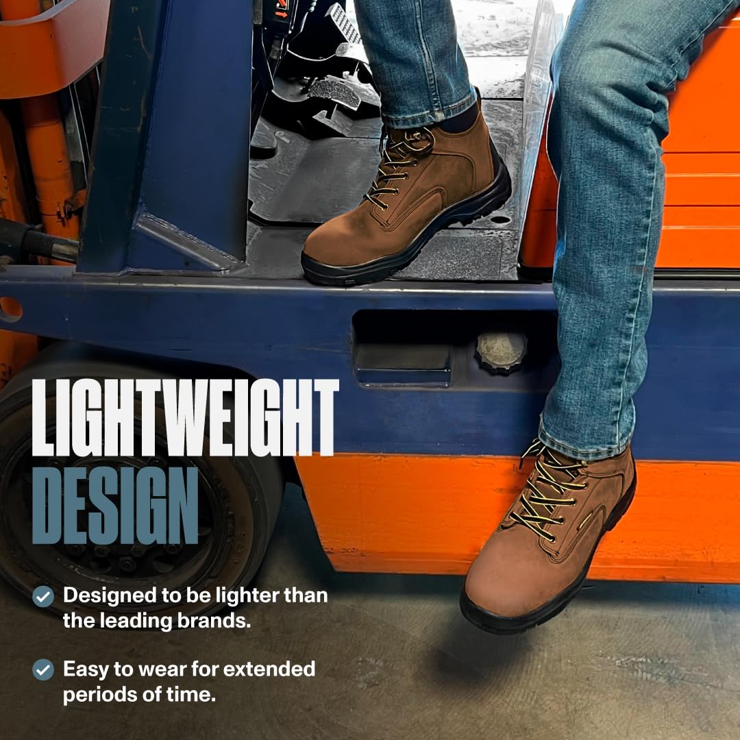 EVER BOOTS Waterproof Work Boots for Men, Hiking, Zapatos de Trabajo (6, Dark Brown)