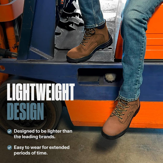 EVER BOOTS Waterproof Work Boots for Men, Hiking, Zapatos de Trabajo (6, Dark Brown)