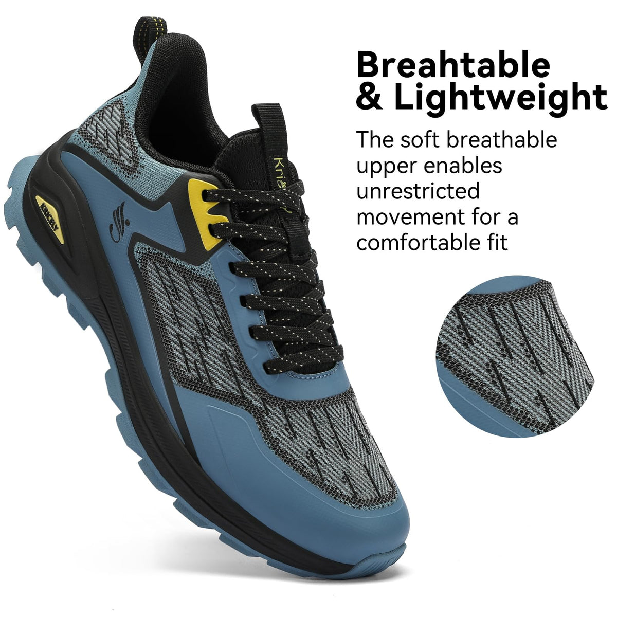 Kricely Men's Trail Running Shoes -Hiking & Non-Slip Light Blue Size 13
