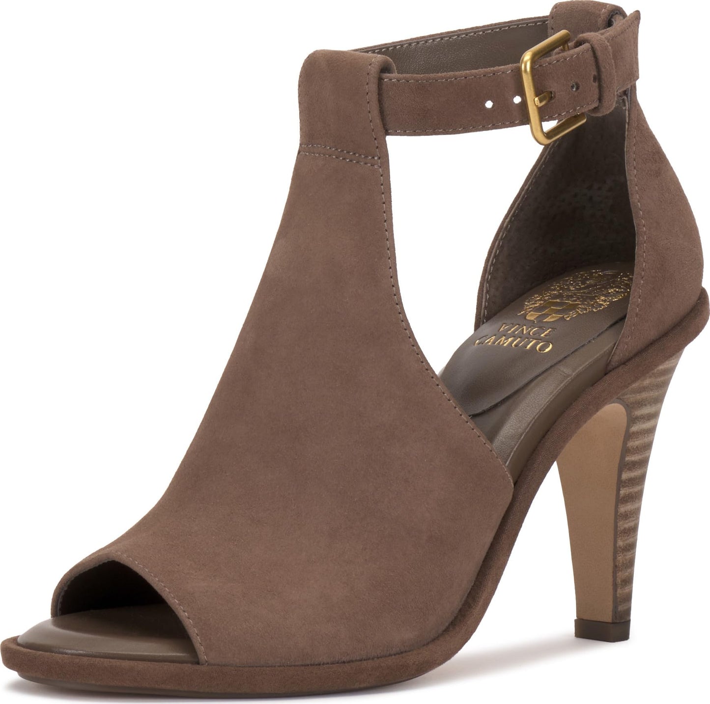Vince Camuto Women's Frasper Buckle High Heel Sandal, Toasted Taupe, 7 M