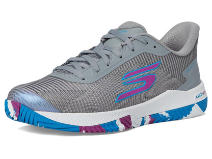 Skechers Women's Low-Top Sneakers, Grey Synthetic Textile Trim, 8.5