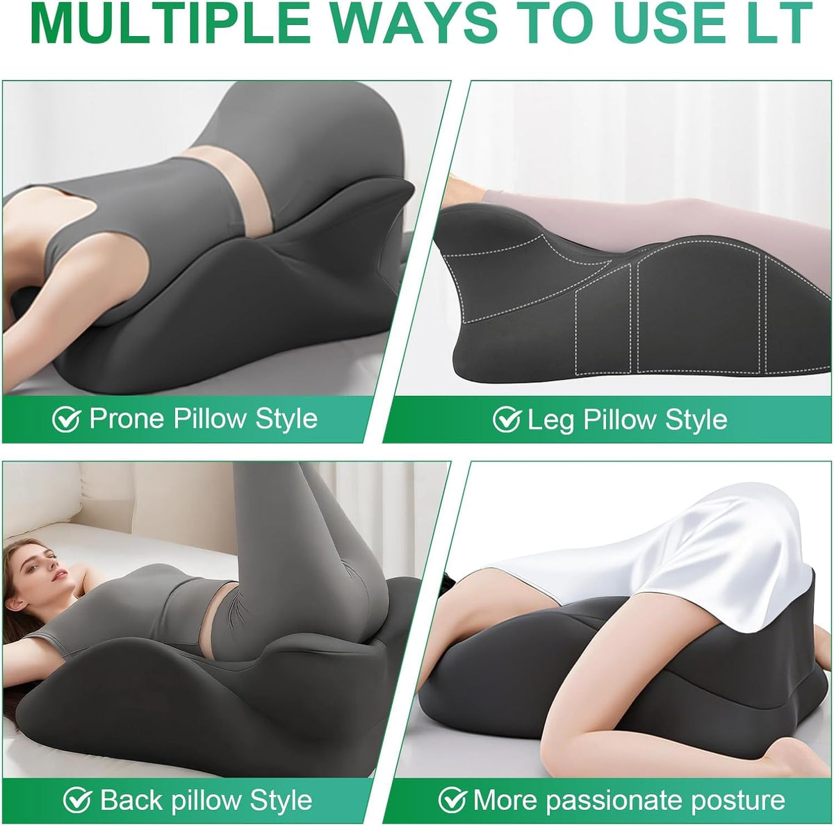 Extra-Large 27° Degree Memory Foam Ergonomic Prone Couples Pillow for Intimacy