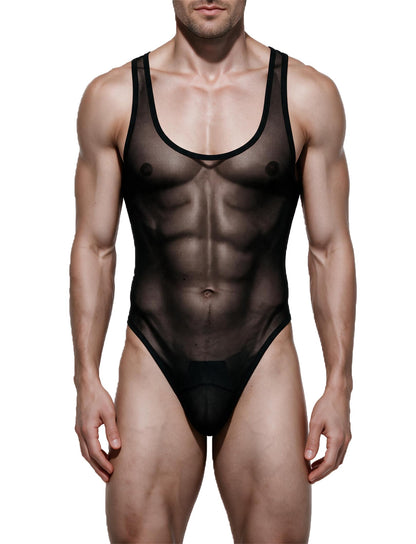 Sheer Bodysuit For Men Sheer Mesh One Piece Exotic Apparel Backless Bodysuit