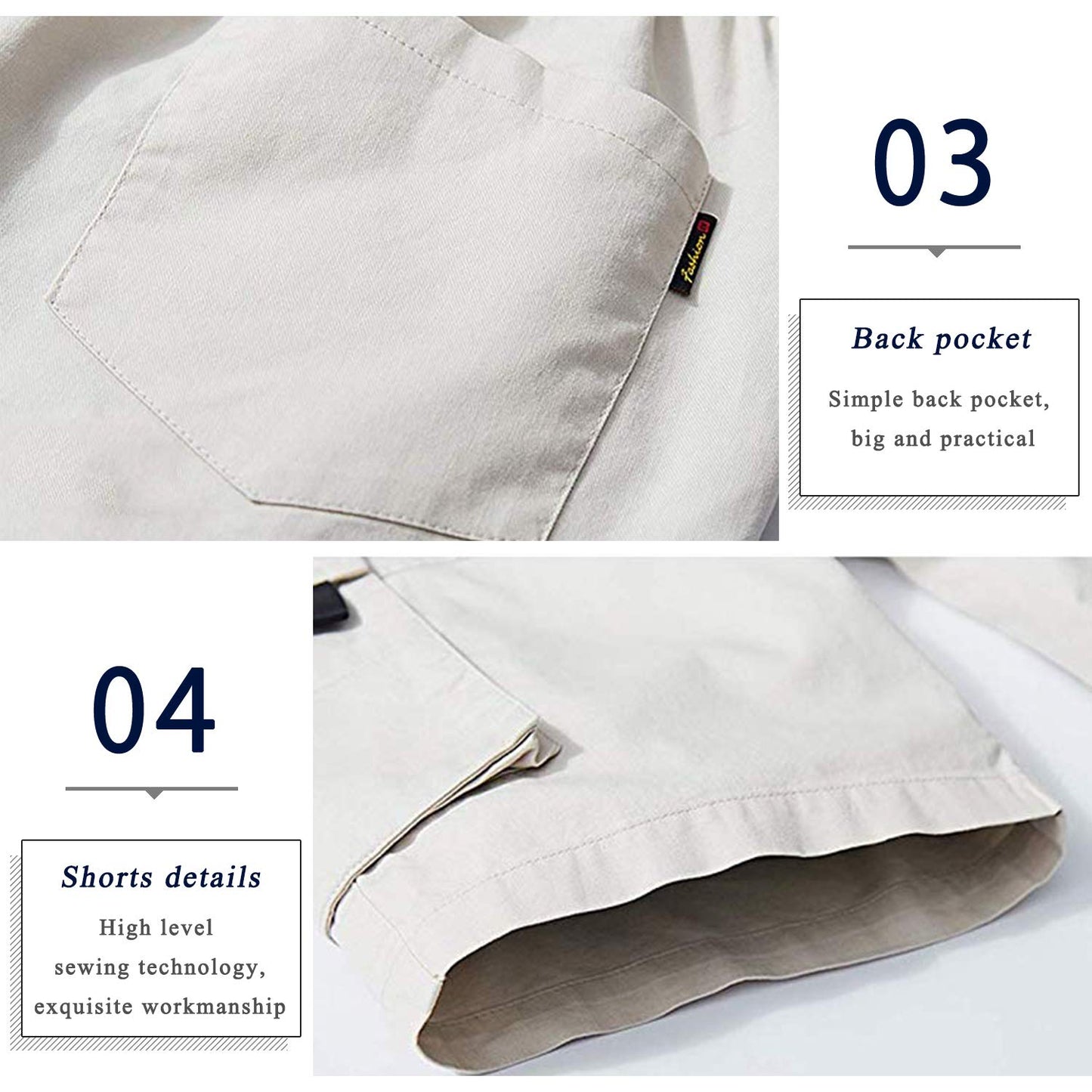 APTRO Men's Elastic Waistband Cotton Cargo Shorts Relaxed Fit Summer Casual Shorts A901 Beige L