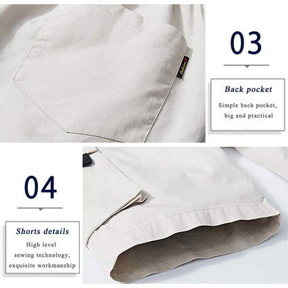 APTRO Men's Elastic Waistband Cotton Cargo Shorts Relaxed Fit Summer Casual Shorts A901 Beige L