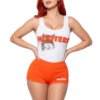 Ripple Junction Hooter's Girl Classic Waitress Role Play Costume Uniform Outfit w/Tank Top Shorts Adult Women's Small Orange White