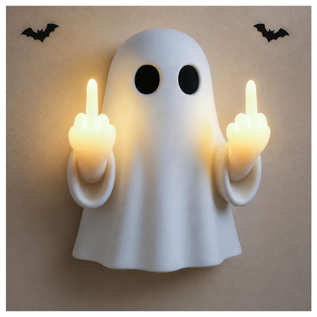 Lanenow Middle Finger Ghost Light, Warm LED Halloween Wall Decor