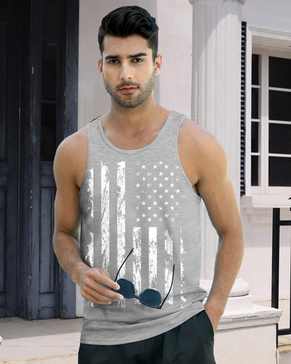Mens Tank Tops America Flag 4th of July Realistic Sleeveless Tees Underwaist Gym Workout Sports Undershirts Tops L
