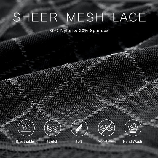 YINYOUYU Mens See Through Boxers Sexy Mesh Lace Trunk Underwear Seamless Thin Bulge Pouch Boxer Briefs M Black