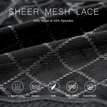 Mens See Through Boxers Sexy Mesh Lace Trunk Underwear Seamless Thin Bulge Pouch Boxer Briefs 3XL 3-Pack Black