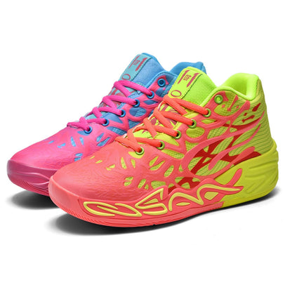 Y2K Basketball Boots Mesh Breathable Fire Stylish Shoes for Sports and Casual Wear with Unique Flame Design Mid-Top Casual Ankle (Blue+Green,8)