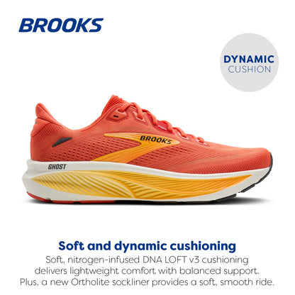 Brooks Men’s Ghost 18 Neutral Running & Walking Shoe - Tigerlily/Orange/Pearl - 10 Medium