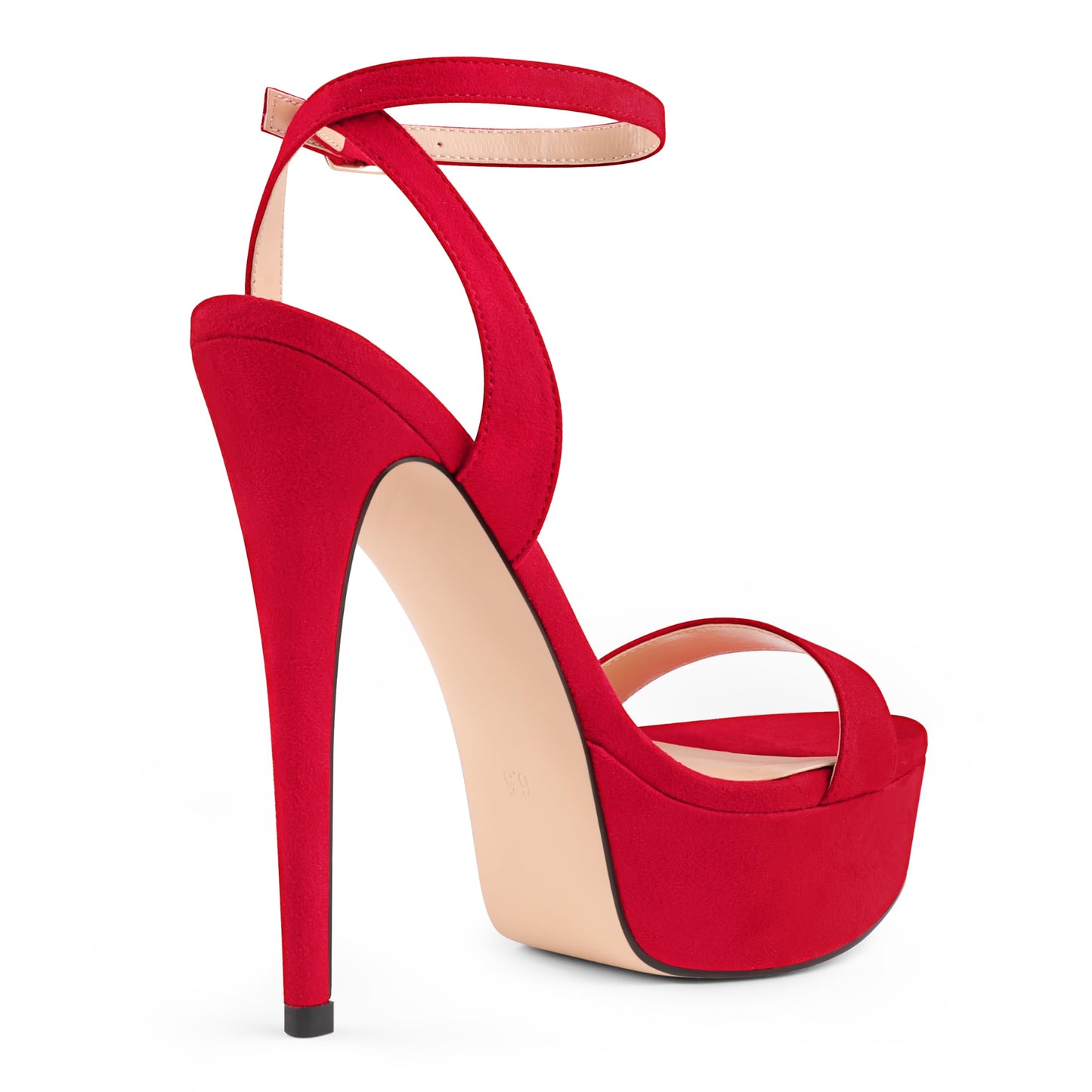 Women's Platform Heels Sky High Heel Sandals Red Suede US7.5