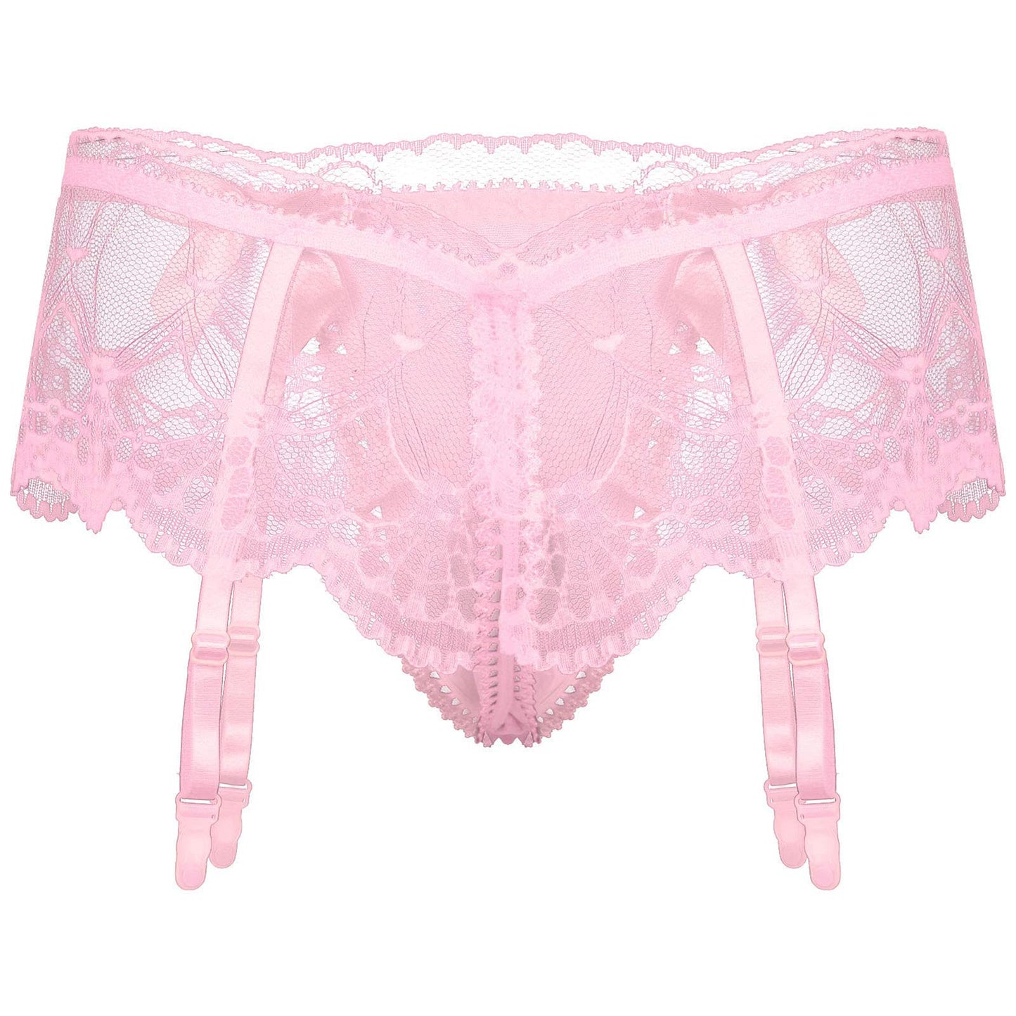 Men's Sissy Pouch Panties Lace Skirted Bikini Briefs Underwear Crossdressing Underpants (US, Alpha, One Size, Regular, Regular, Pink)