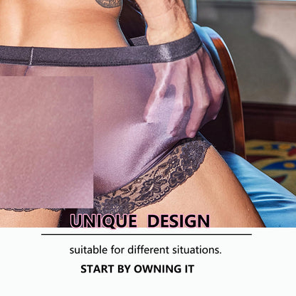 Men's Sexy Sissy Underwear Shiny Oil Glossy G-String Bikini Bulge Enhancing Ball Pouch Crossdressing Sexy Gay Lingerie Sissy Underpants For Men